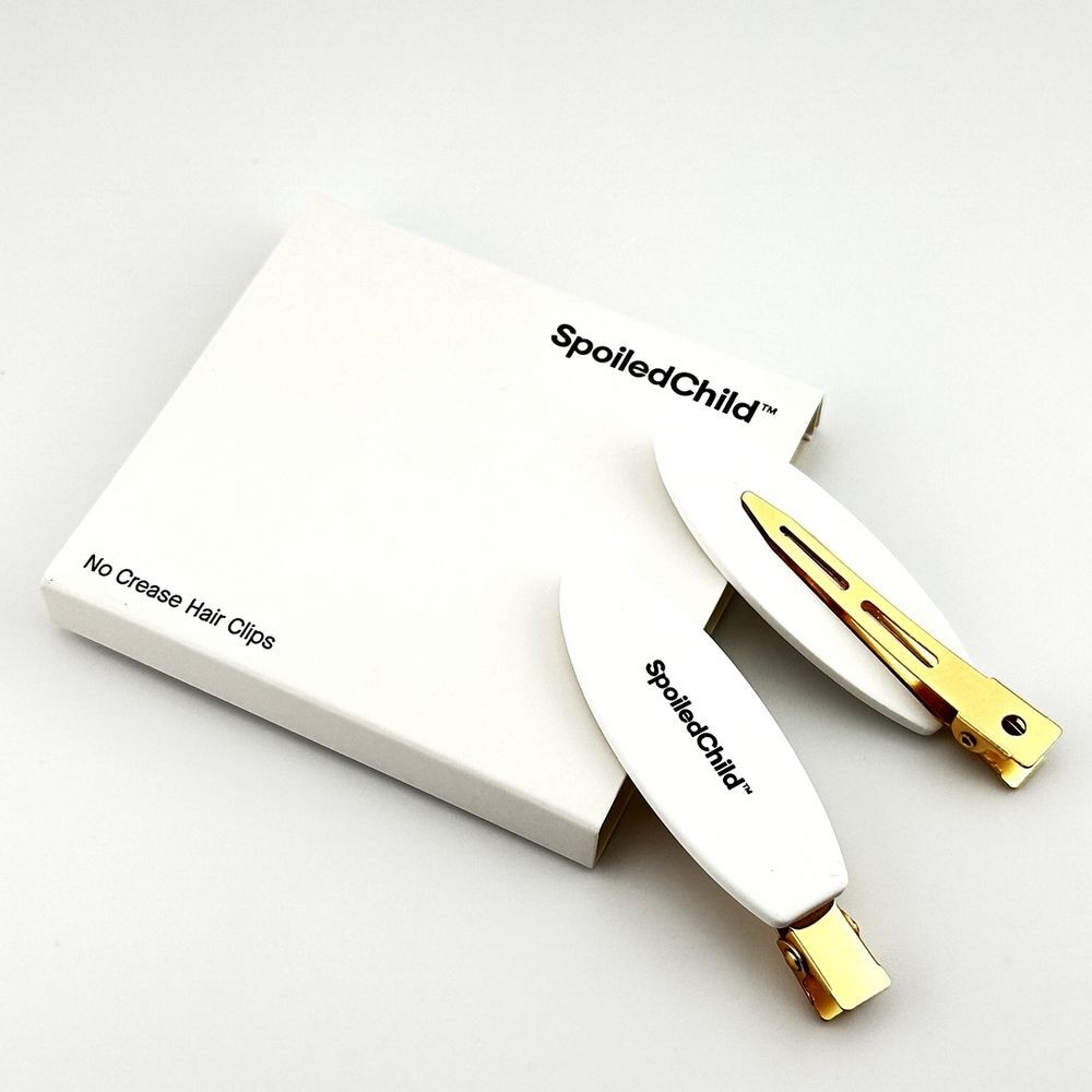Spoiled Gold and White No Crease Hair Clips